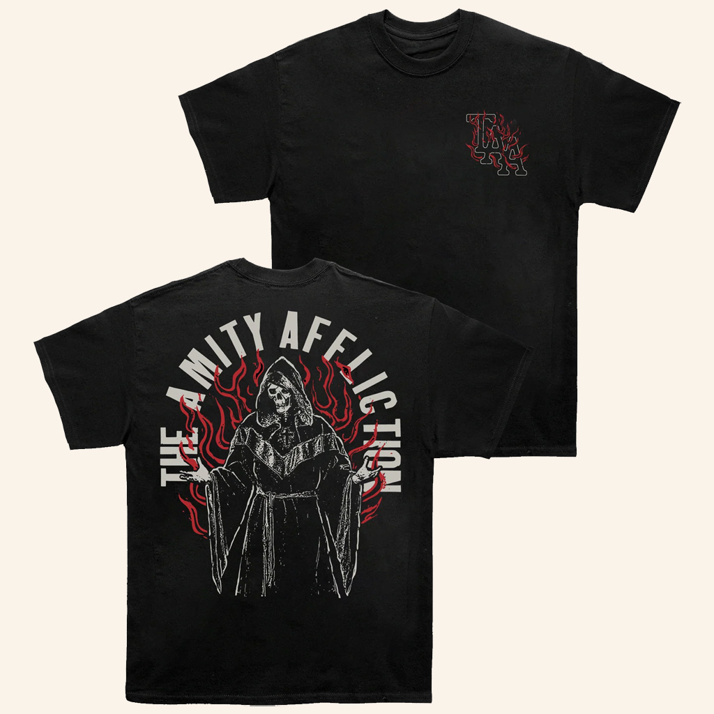 The Amity Affliction Merch Fire Reaper Black T-Shirt Music Related Gifts For Guys