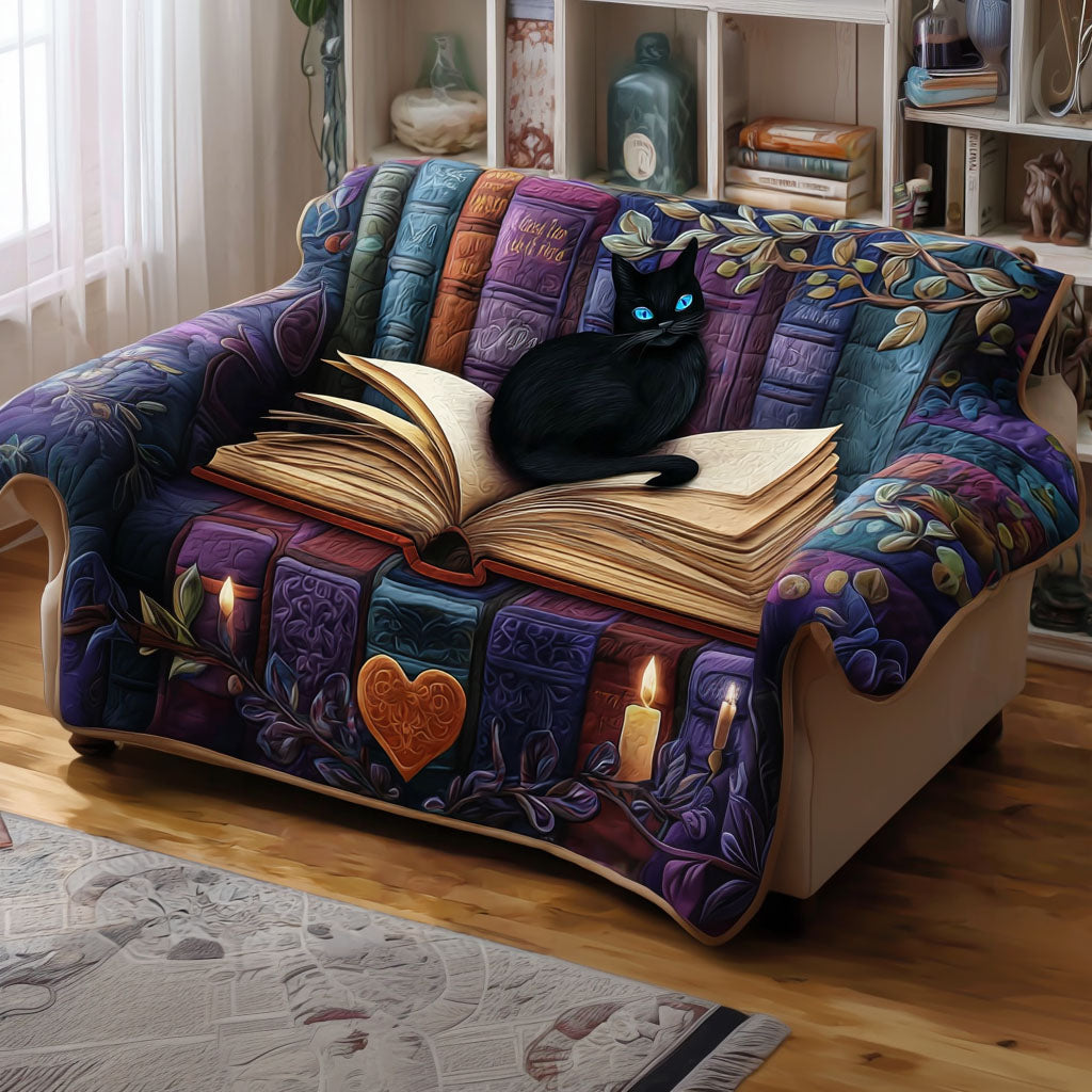 The Arcane Cat Quilted Sofa Cover Living Room Decorations Good Gifts For Readers