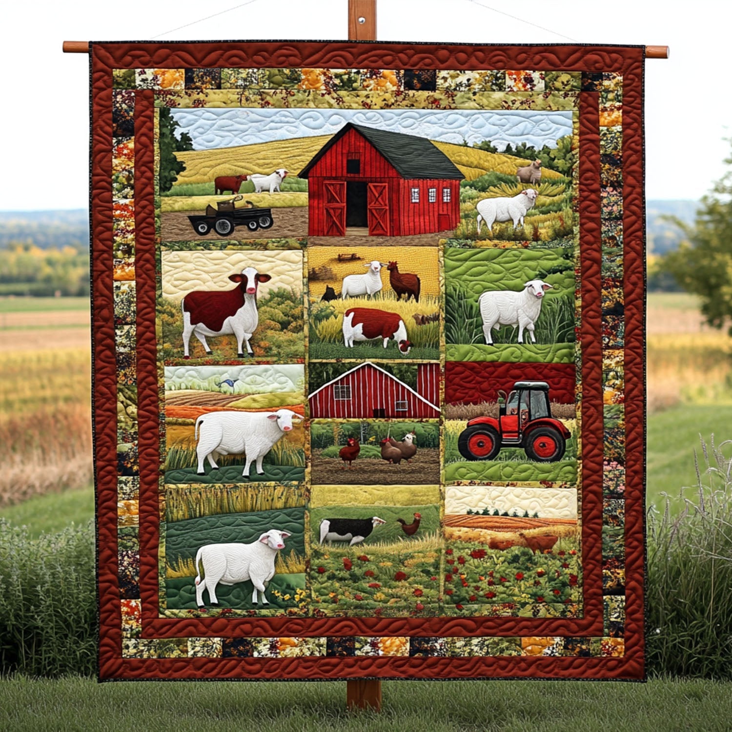 The Barnyard Quilted Blanket Bedroom Decor Christmas Presents For Farmers