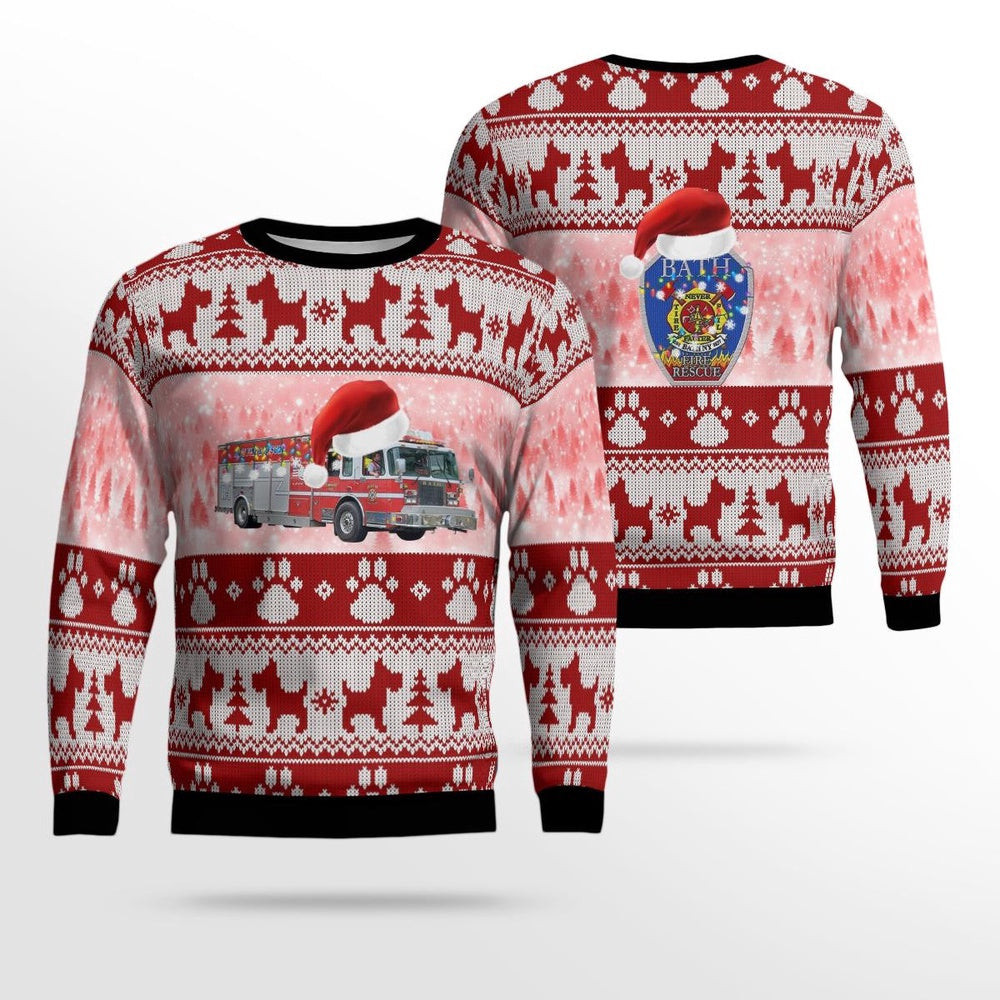 The Bath Volunteer Fire Department Bath New York Christmas AOP Ugly Sweater Unisex Christmas Gift