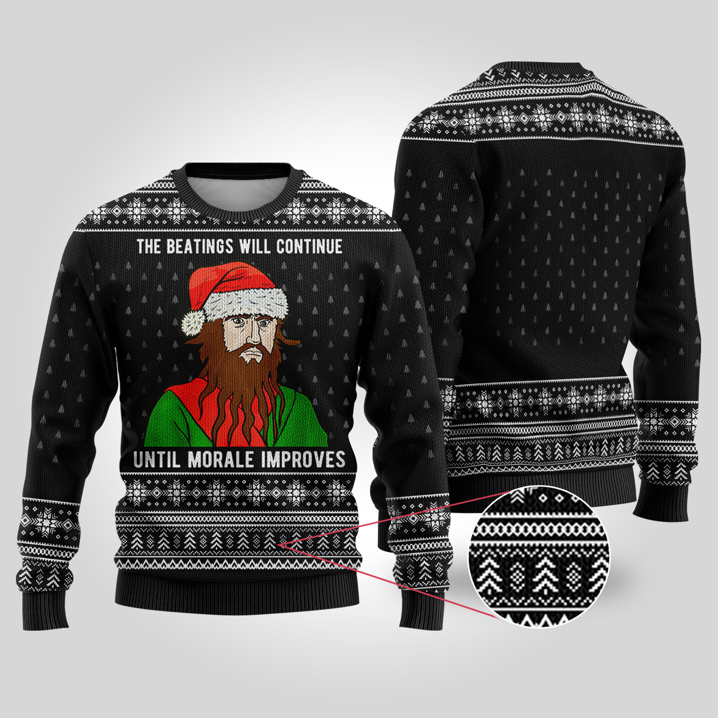 The Beatings Blackbeard Black Funny Ugly Christmas Sweater Funny Xmas Sweater for Ugly Sweater Parties