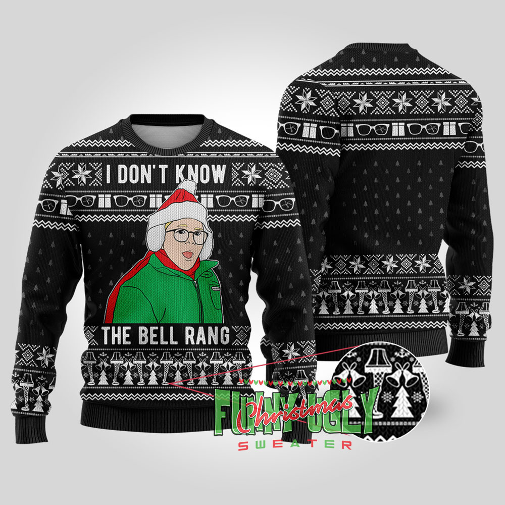 The Bell Rang A Christmas Story Funny Sweater Black Warm Winter Sweater to Brighten Your Holidays