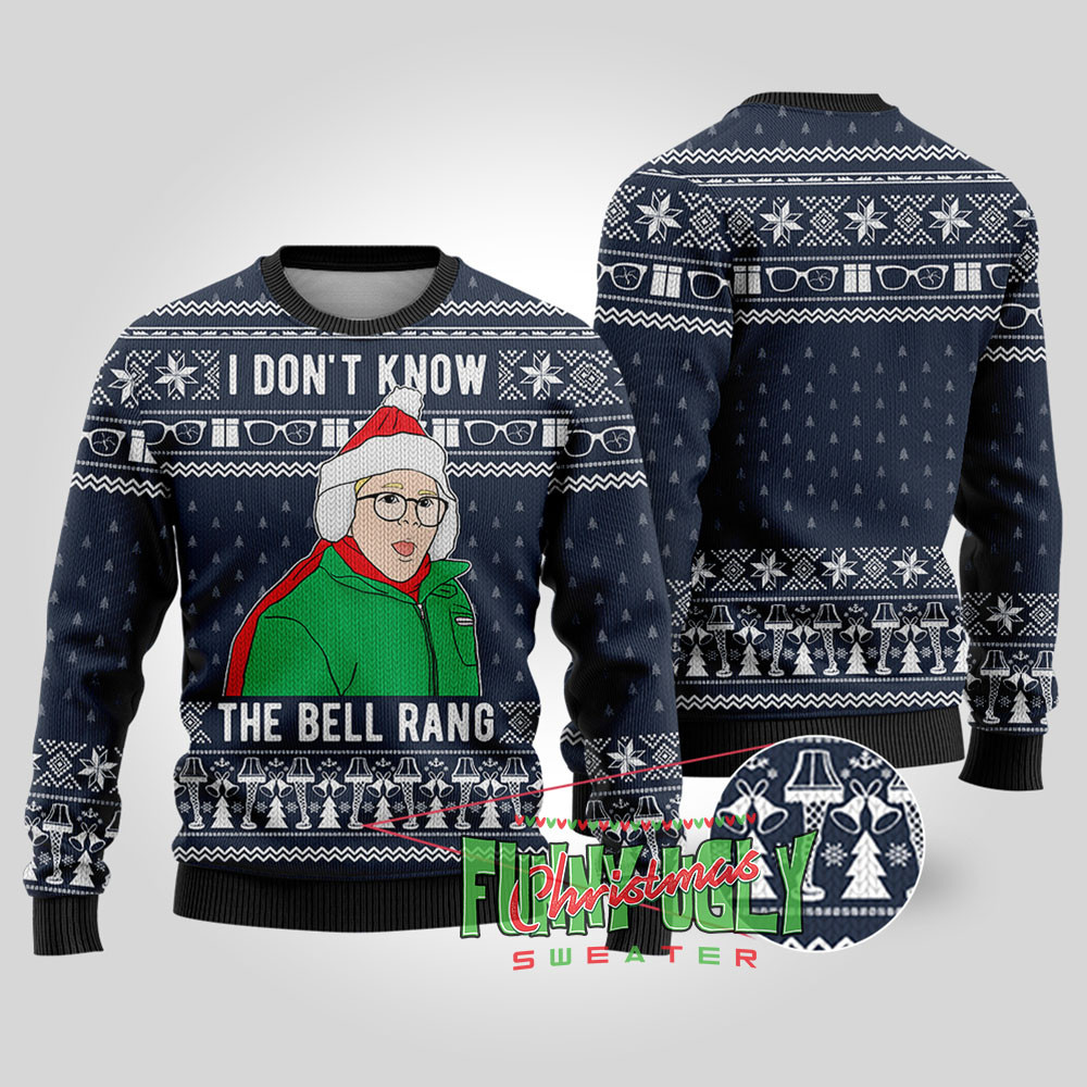 The Bell Rang A Christmas Story Funny Sweater Navy Seasonal Gift Merch for Cozy Christmas Vibes