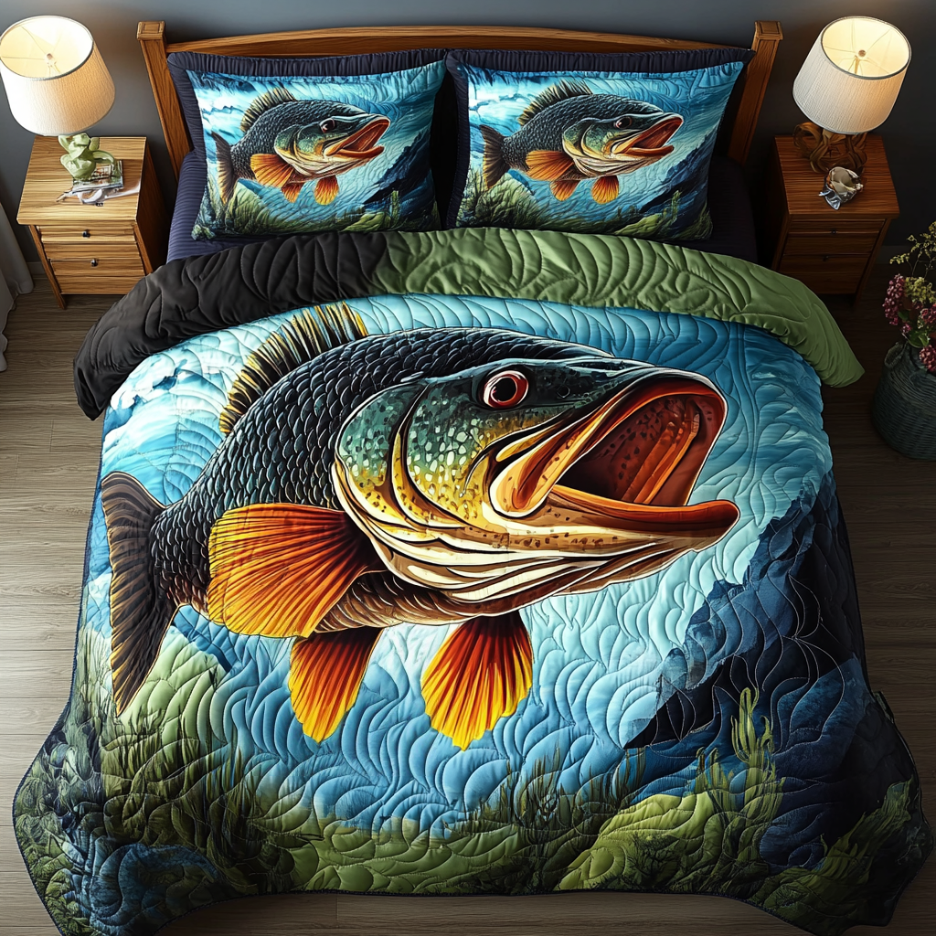 The Big One Quilted Bedding Set Best Bedspread Set Fishing Gifts For Dad