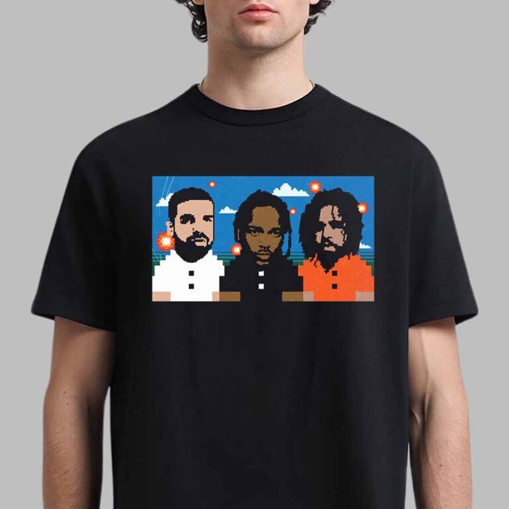 The Big Three Kendrick Lamar Drake And J Cole 8 Bit Style Art T-Shirt Birthday Gift For Husband The Big Three Kendrick Lamar Drake And J Cole 8 Bit Style Art T-Shirt Birthday Gift For Husband