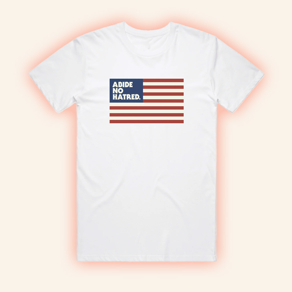 The Bitter Southerner General Merch Abide No Hatred American Flag White T-Shirt Dad Gifts The Bitter Southerner General Merch Abide No Hatred American Flag White T-Shirt Dad Gifts