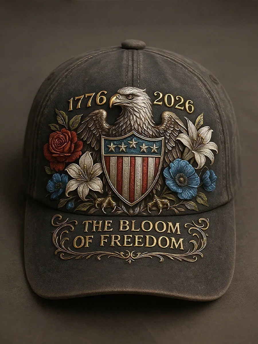 The Bloom Of Freedom 1776 2026 Eagle Baseball Hat 250th Anniversary Patriotic USA Cap Gift