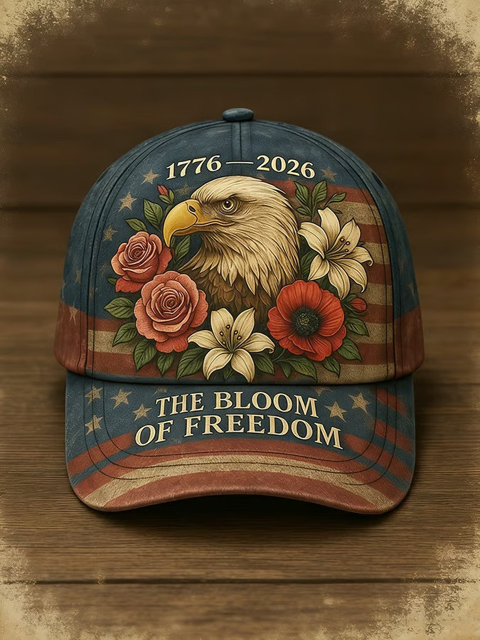 The Bloom Of Freedom Baseball Cap 1776 2026 Bald Eagle Floral Hat Patriotic Gift