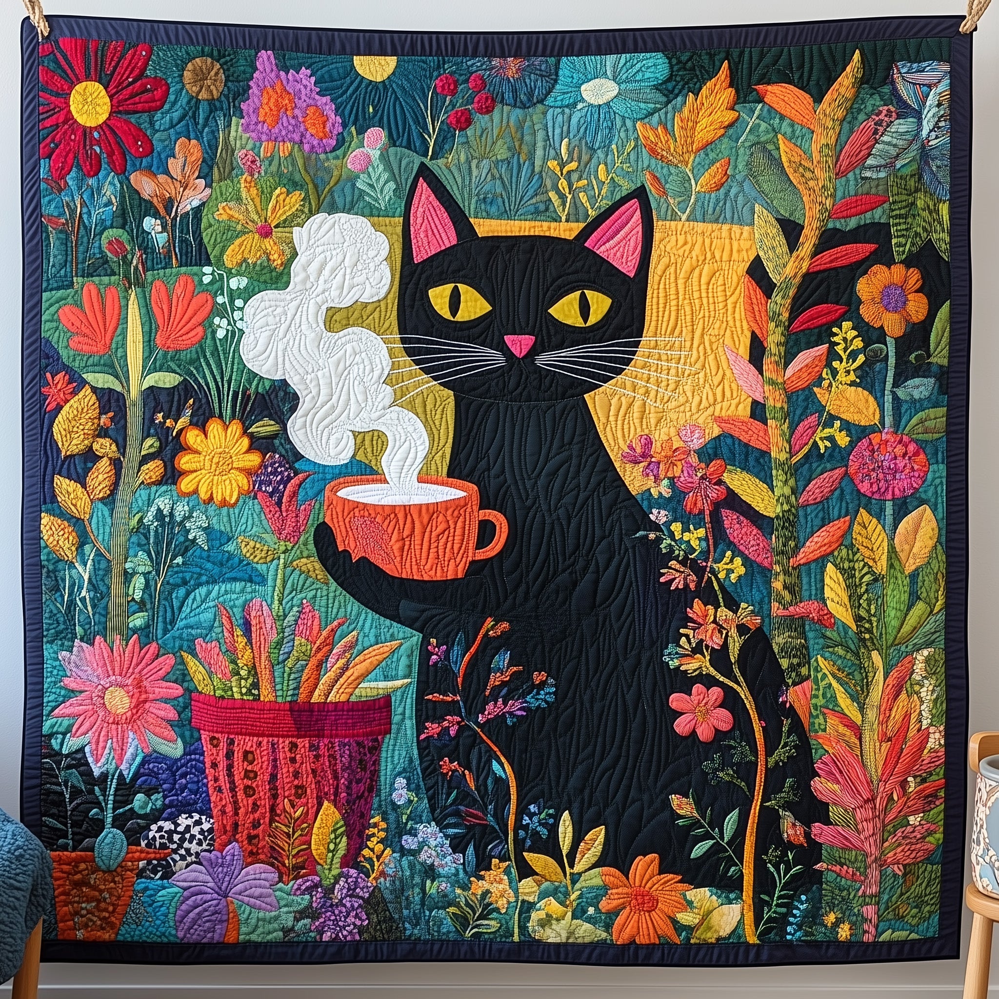 The Bohemian Cat Quilted Blanket Cute Bed BlanketChristmas Presents For Cat Lovers