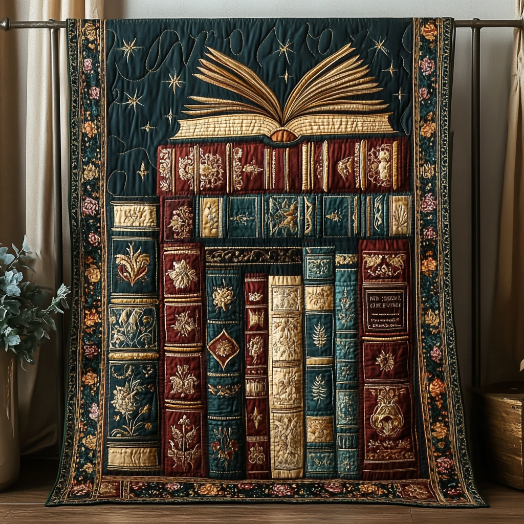 The Book Nest Quilted Blanket Cute Throw Blanket Great Book Themed Gifts