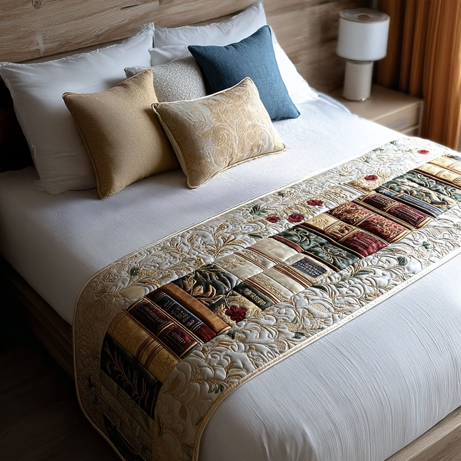 The Book Nook Quilted Bed Runner Bedroom Decor Cool Gifts For Book Lovers