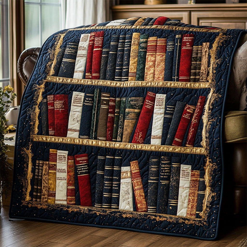 The Bookcase Heirloom Quilt Trendy Quilt Blanket for Modern Home Interiors