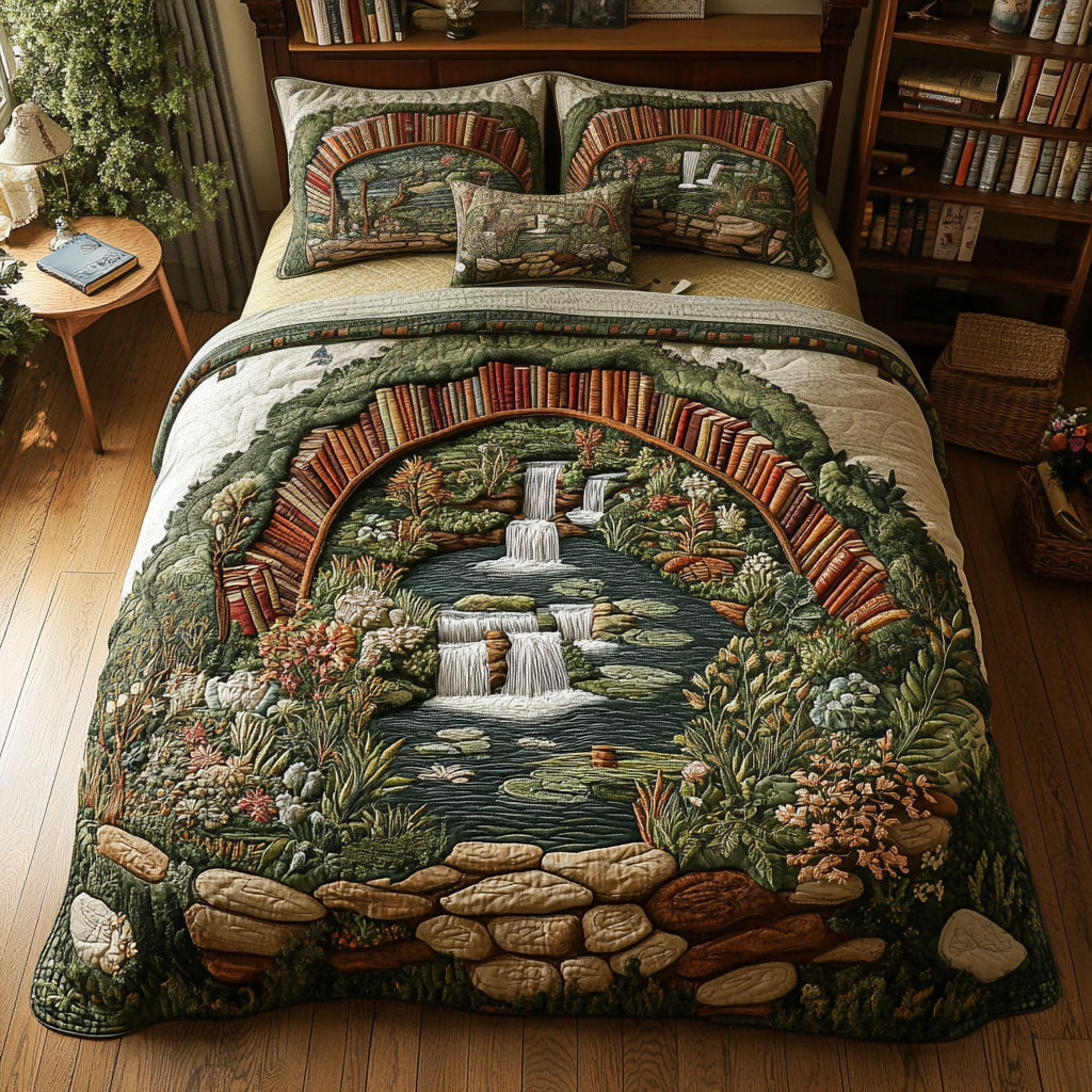 The Booked Garden Quilted Bedding Set Christmas Bedding Sets Great Book Lover Gifts