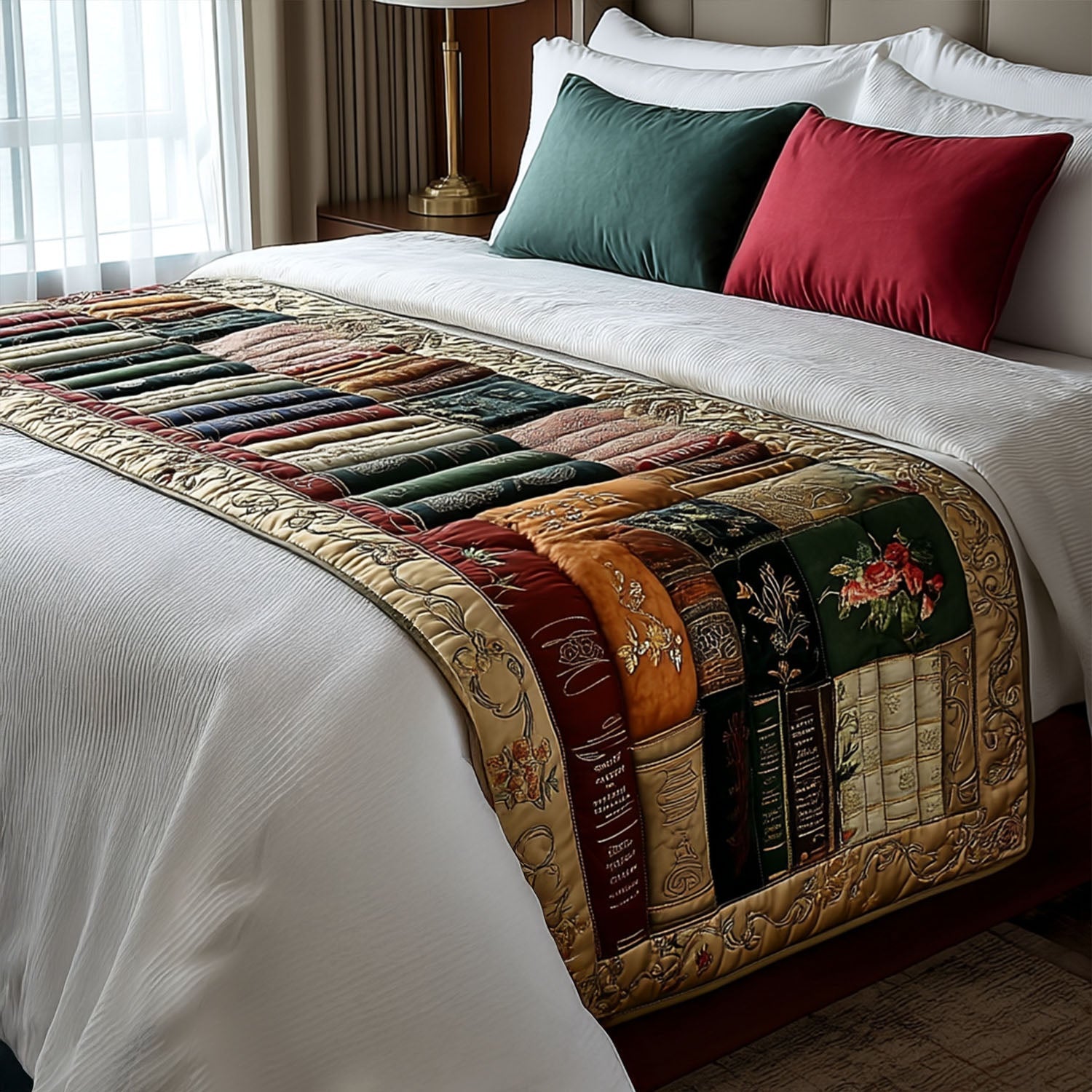 The Bookworms Retreat Quilted Bed Runner Holiday Bedroom Ideas Great Book Lover Gifts