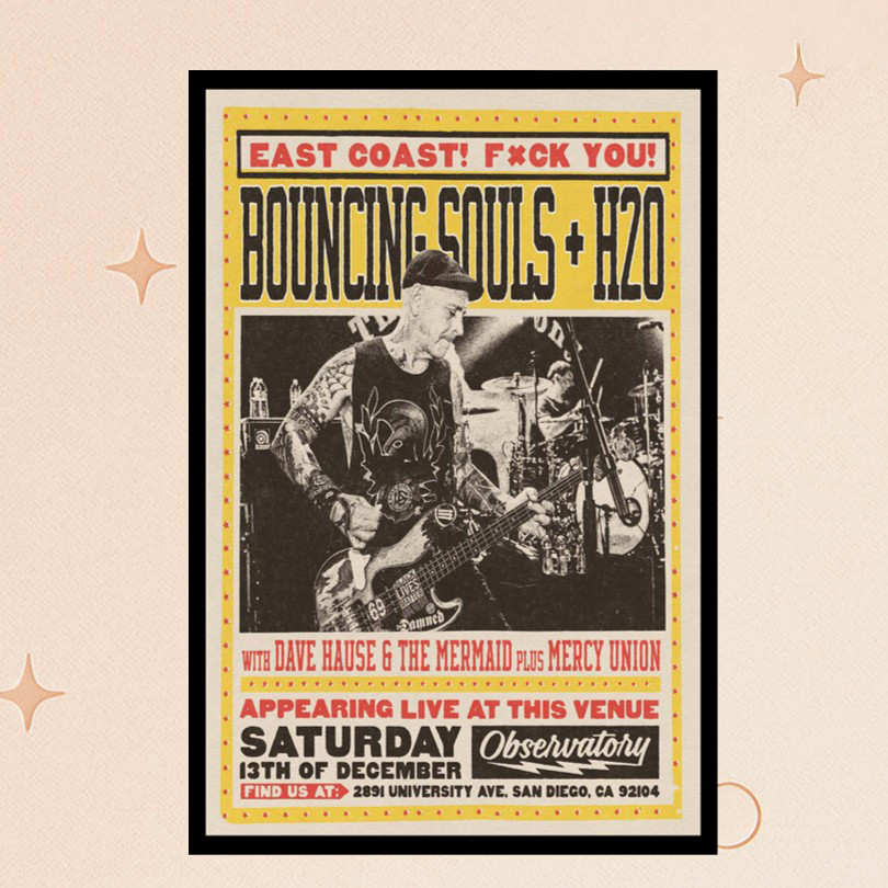 The Bouncing Souls Merch Dec 13 2025 The Observatory North Park San Diego CA Poster Fan Gifts