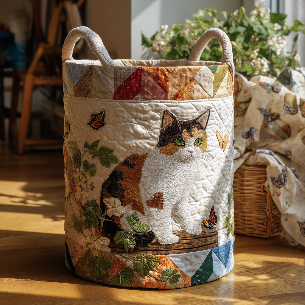 The Calico Moment Quilted Laundry Basket Foldable Laundry Hamper with Quilted Fabric Design