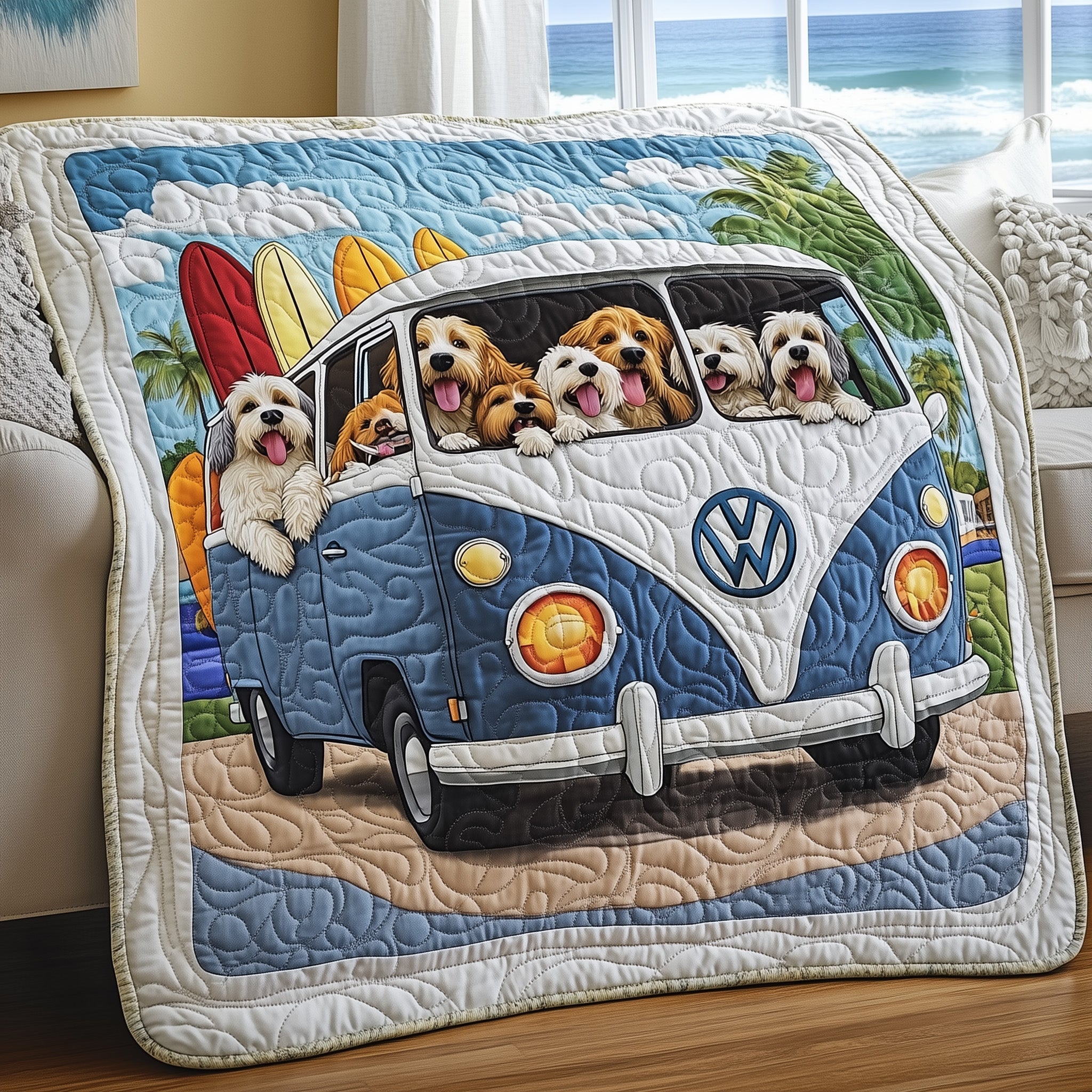 The Canine Camper Crew Quilted Blanket Cute Bed BlanketCute Themed Dog Gift Ideas