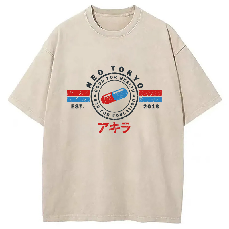 The Capsules Neo Tokyo Washed T-Shirt Retro Humor Outfit Idea Gifts For Him