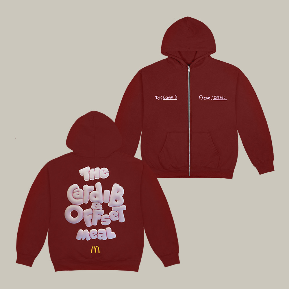 The Cardi B And Offset Meal Zip Hoodie Cardi B Hooded Sweatshirt Rap Music Lover Gift