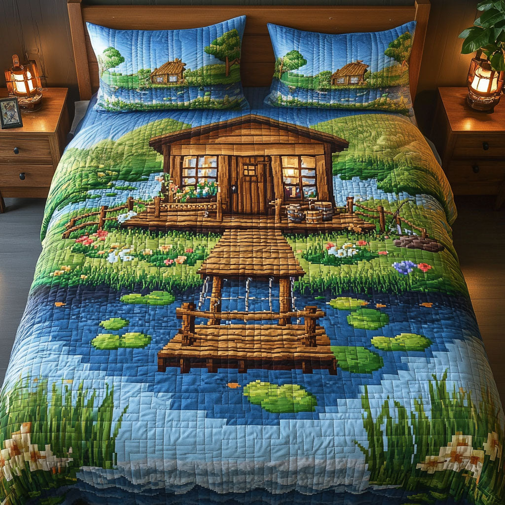 The Castaway Cabin Quilted Bedding Set Aesthetic Room Decor Best Fishing Themed Presents