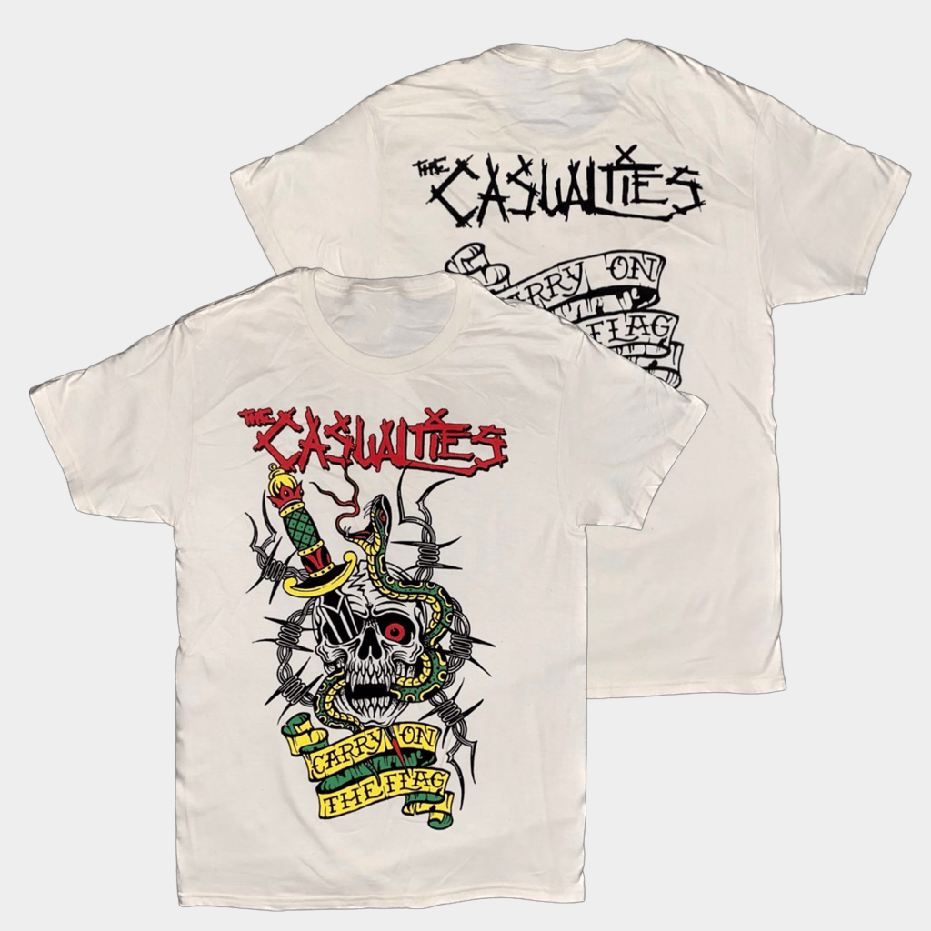 The Casualties Merch Carry On The Flag T-Shirt Gift Ideas For Rock Music Lovers