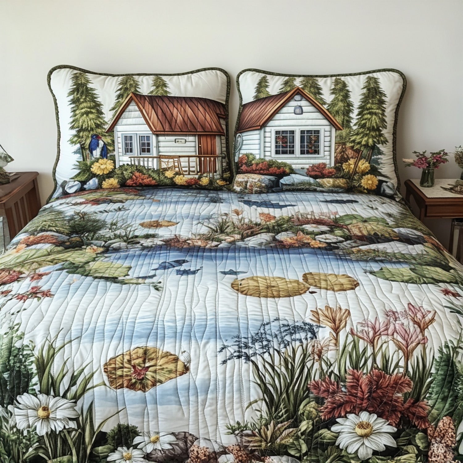 The Catch and Release Quilted Bedding Set Cute Room Decor Best Fishing Stuff Theme Gifts