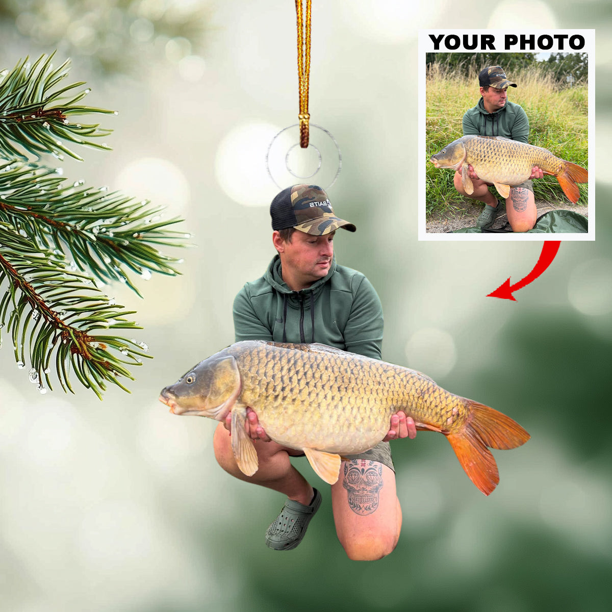 The Catch Of Day Personalized Photo Mica Ornament Christmas Gift For Family Members Carp