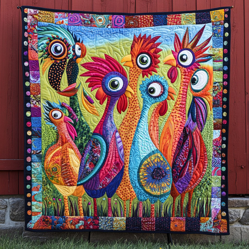 The Charming Roosters Quilted Blanket Sofa Couch Throw Blanket Presents For Chicken Lovers