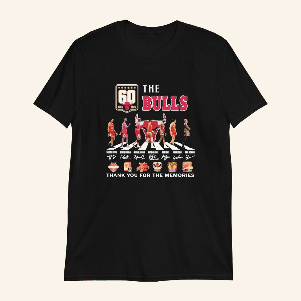 The Chicago Bulls 60 1966 2026 Thank You For The Memories Road Abbey Signatures T-Shirt