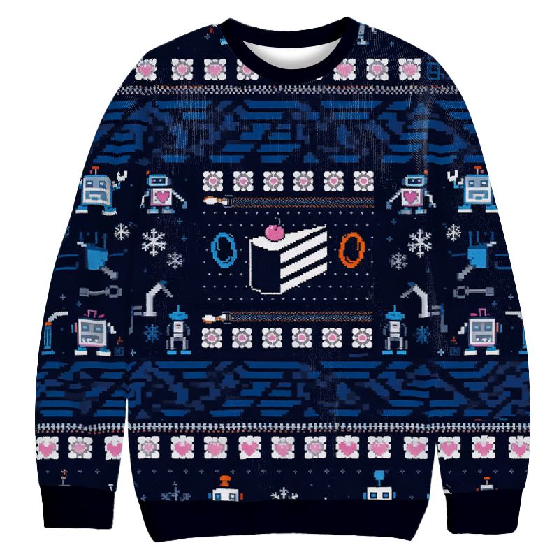 The Christmas Cake Is A Lie Christmas Ugly Sweatshirt Festive Xmas Winter Sweater Gift Ideas