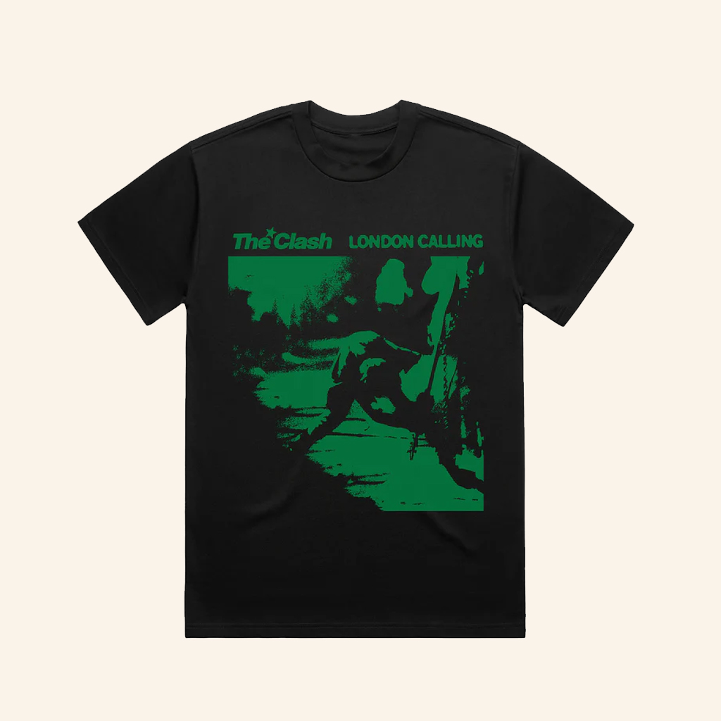 The Clash Merch Green Monotone Black T-Shirt London Calling The Clash Shirt Gifts For Fans