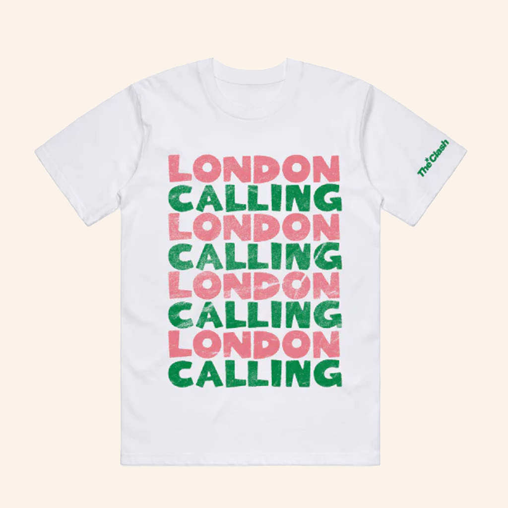 The Clash Merch London Calling Repeat Logo White T-Shirt The Clash Shirt Gift Ideas For Fans