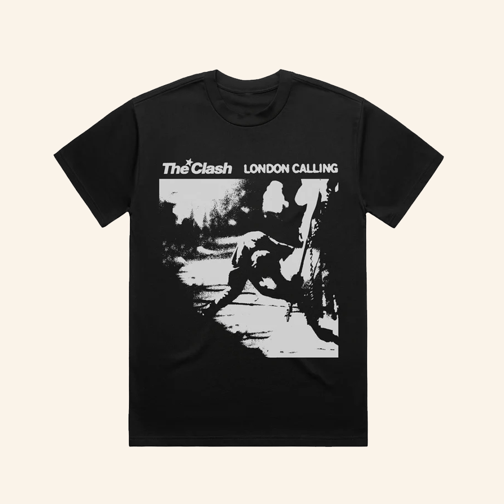 The Clash Merch White Monotone Black T-Shirt London Calling The Clash Shirt Fan Apparel