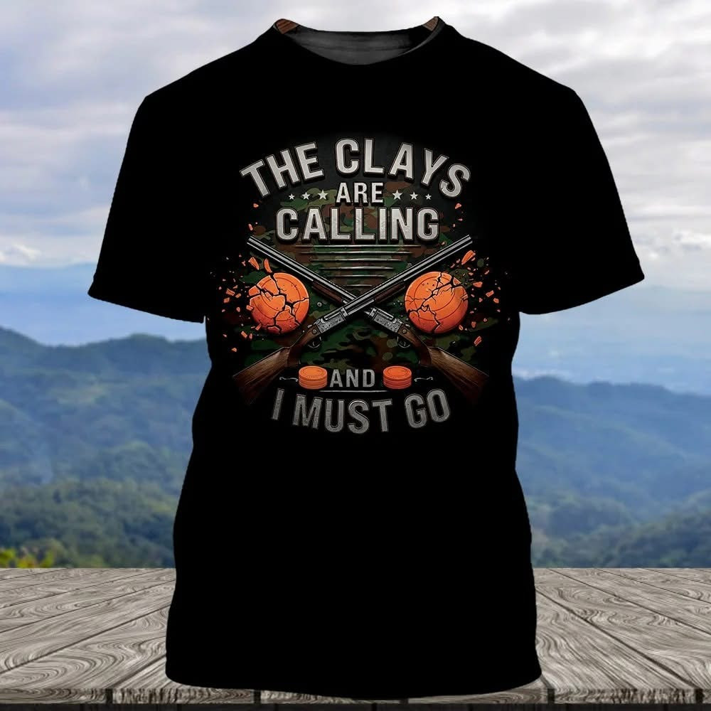 The Clays Are Calling And I Must Go T-Shirt Cross Guns Camo Shooting Father's Day Gifts