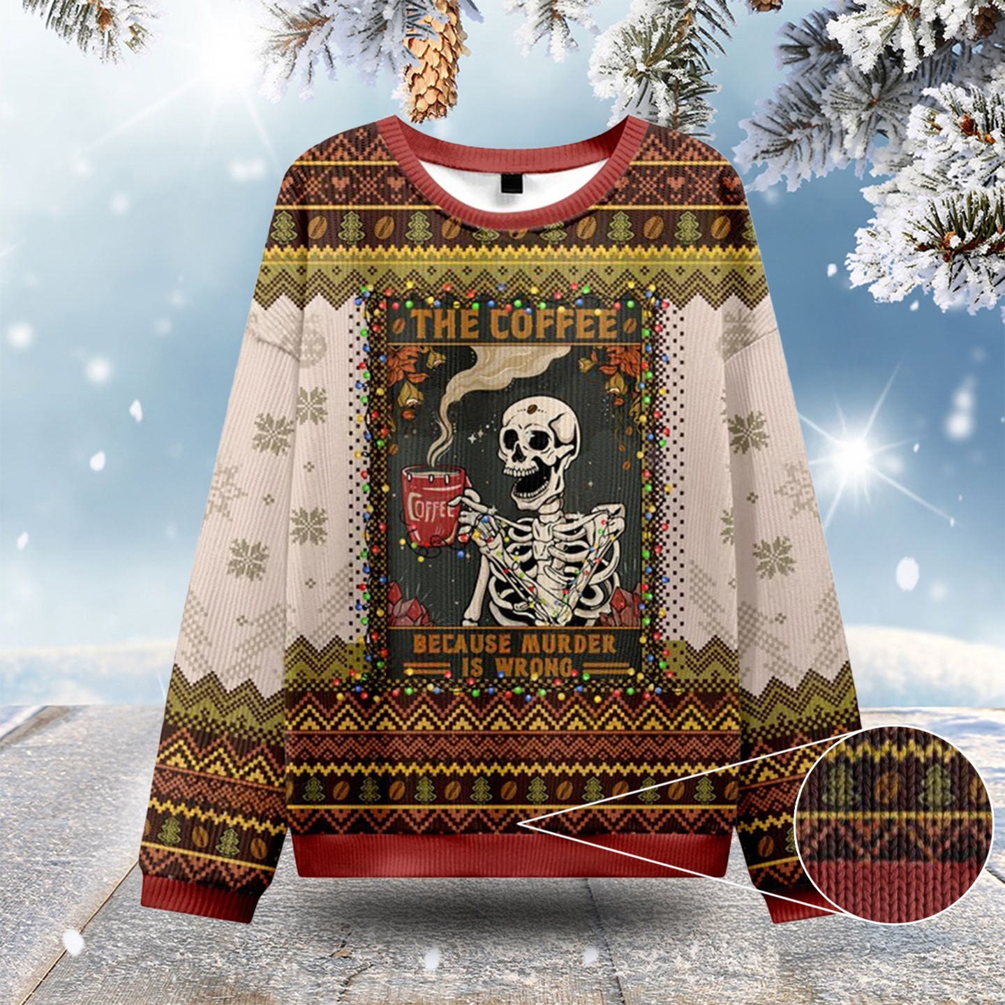 The Coffee Because Murder Is Wrong Oracle Card Ugly Christmas Sweatshirts Mom Xmas Gifts