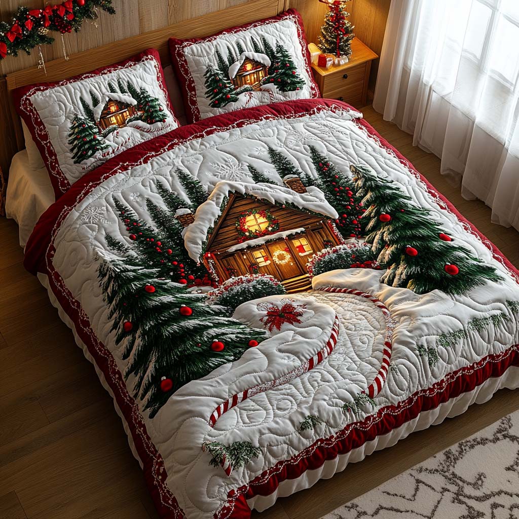 The Cozy Hamlet Quilted Bedding Set Queen Size Comforter Nature Themed Gift For Mom