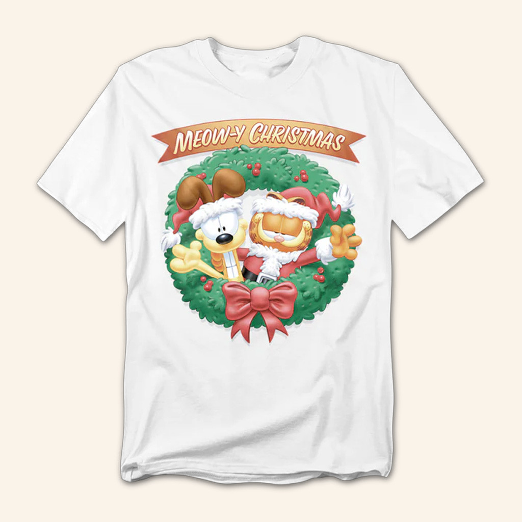 The Cozy Prints Merch Meowy Christmas Garfield T-Shirt Christmas Gifts For Besties