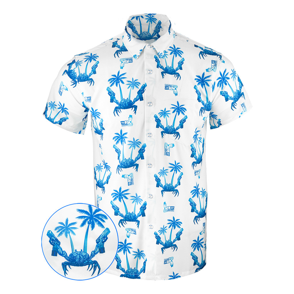 The Crab Blue Button Down Shirt Outdoor Hawaiian Tactical Shirt Gifts For Friends The Crab Blue Button Down Shirt Outdoor Hawaiian Tactical Shirt Gifts For Friends