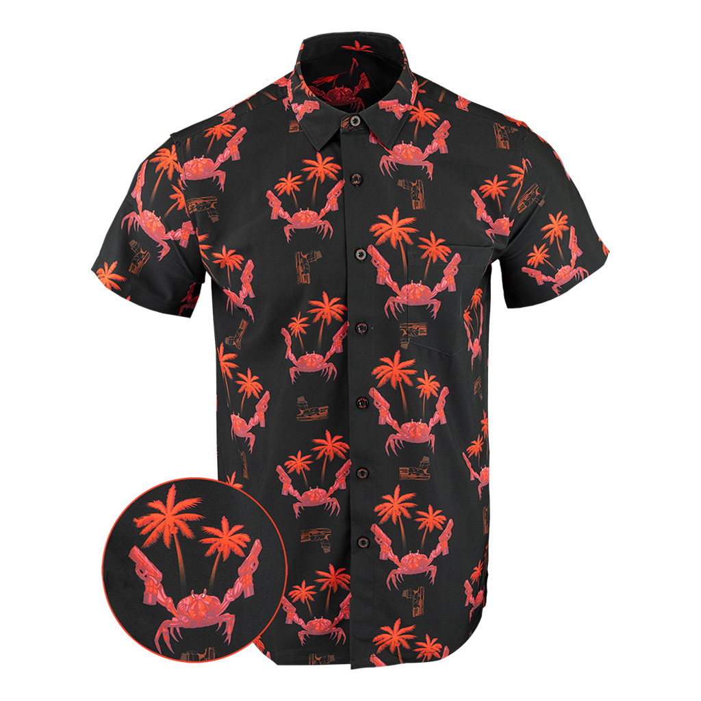 The Crab Button Down Shirt Tactical Tropical Print Shirt Gun Lovers Gifts For Father