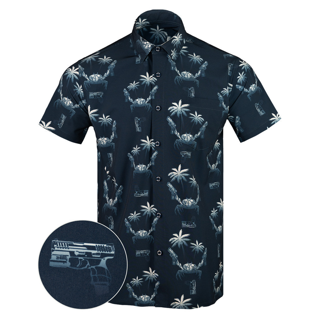 The Crab Navy Button Down Shirt Outdoor Hawaiian Tactical Shirt Birthday Ideas For Boyfriend
