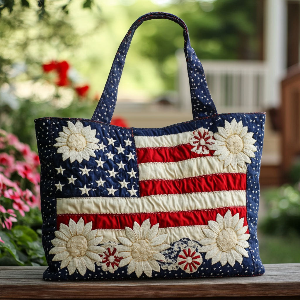 The Daisy Flag Quilted Tote Bag Flower Daisy Gift Items