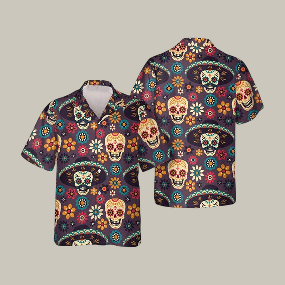 The Day Of The Dead Skull Hawaiian Shirt The Day Of The Dead Clothes Unique Gift For Dad