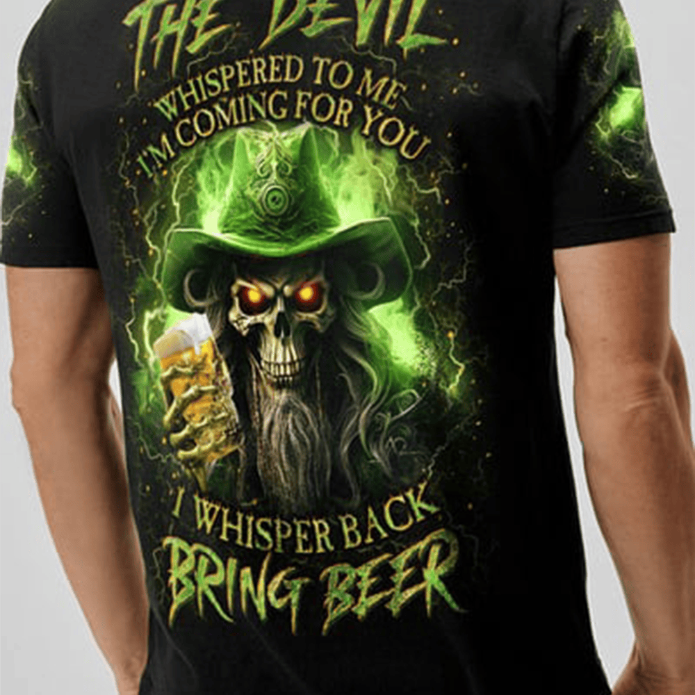 The Devil Bring Beer St Patrick's Day T-Shirt Skeleton Graphic St Patrick's Day Clothes