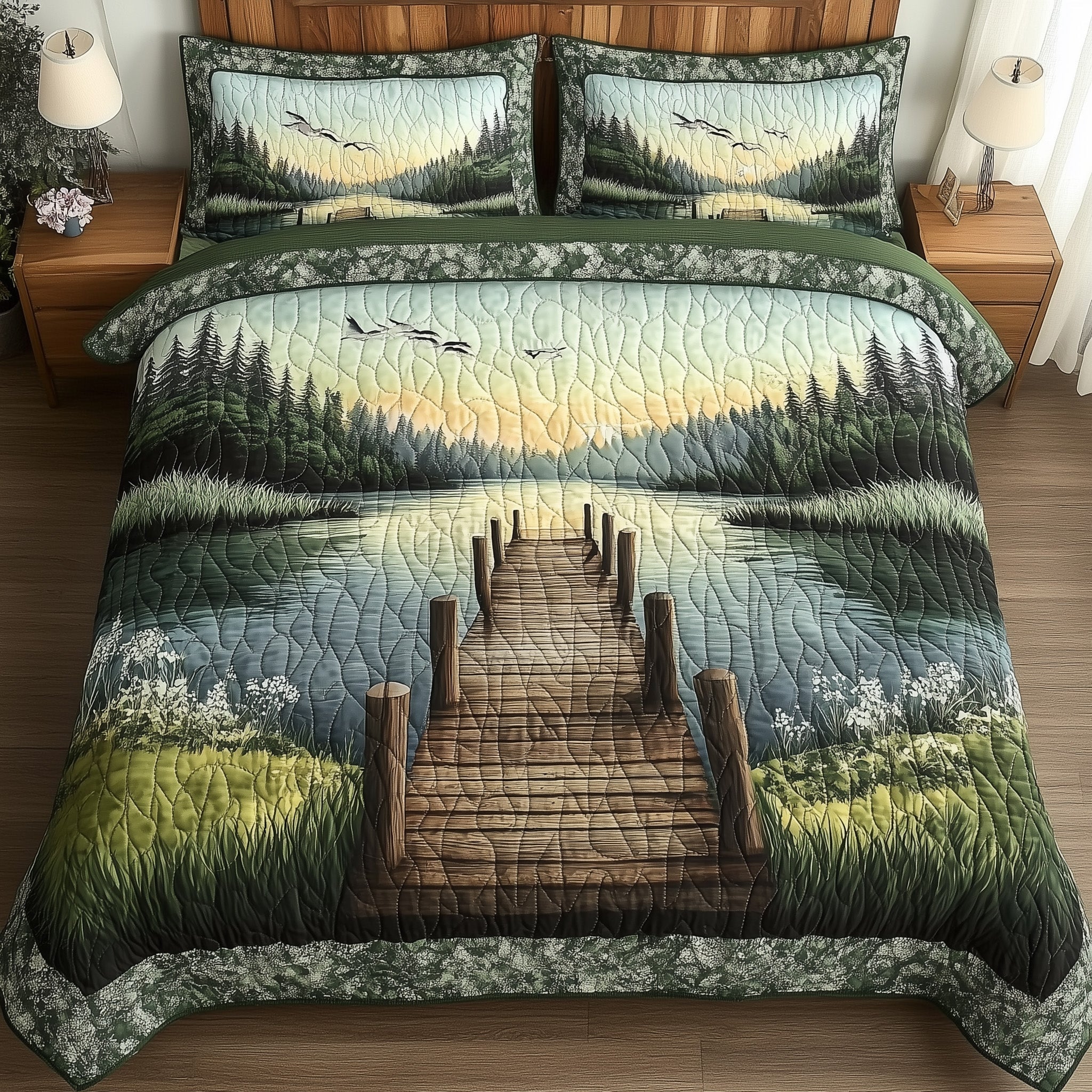 The Dock to Dawn Quilted Bedding Set Duvet Cover Bedspread Unique Christmas Gifts For Wife