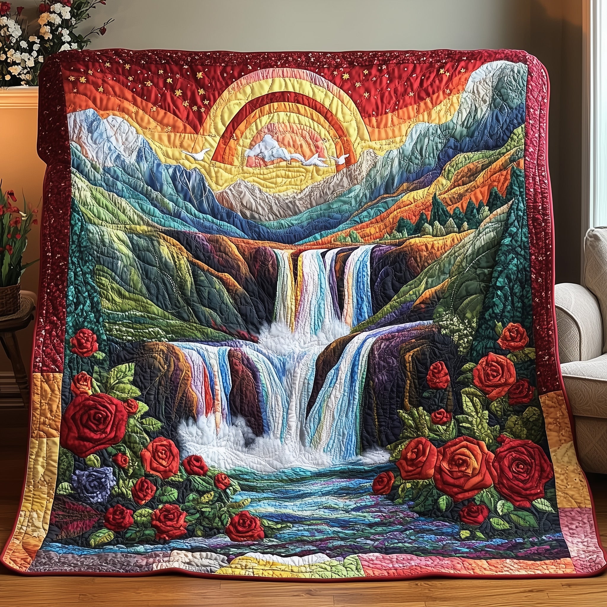 The Dreamscape Falls Quilted Blanket Nice Throw BlanketSmall Gifts For Women