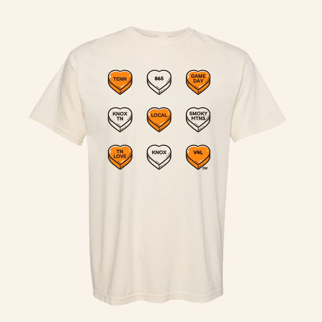The Dw Designs Merch The Tenn Gameday Candy Hearts T-Shirt Gifts For Sister