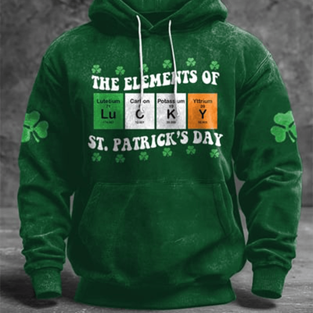 The Element Of St Patrick's Day Hoodie Shamrock Design St Patrick's Day Apparel Holiday Presents