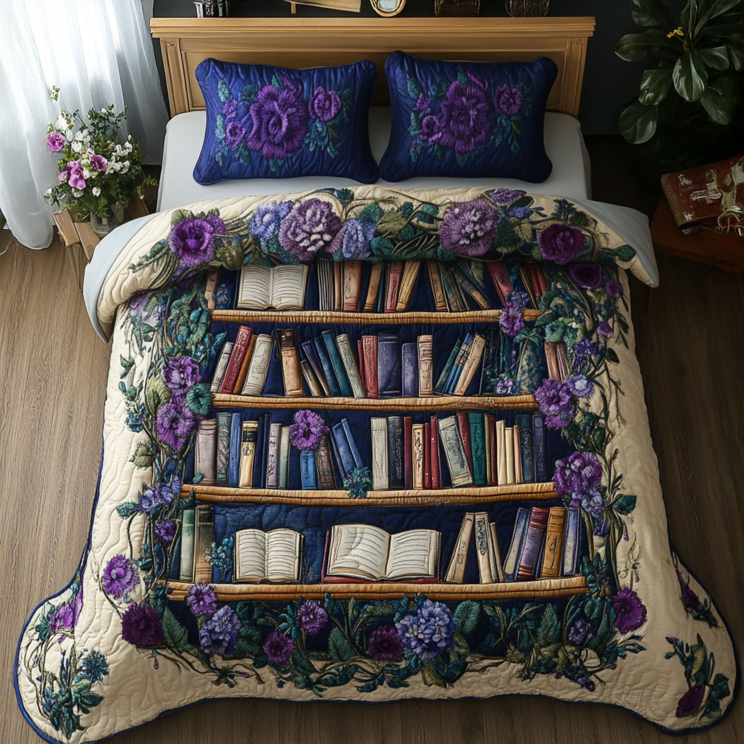 The Enchanted Library Quilted Bedding Set Best Christmas Duvet Sets Novelty Book Gifts