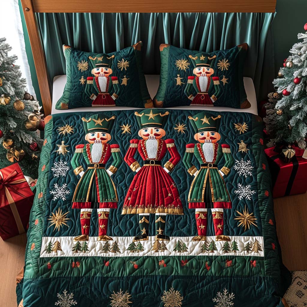 The Enchanted Nutcracker Quilted Bedding Set Best Duvet Covers Meaningful Christmas Gift For Dad