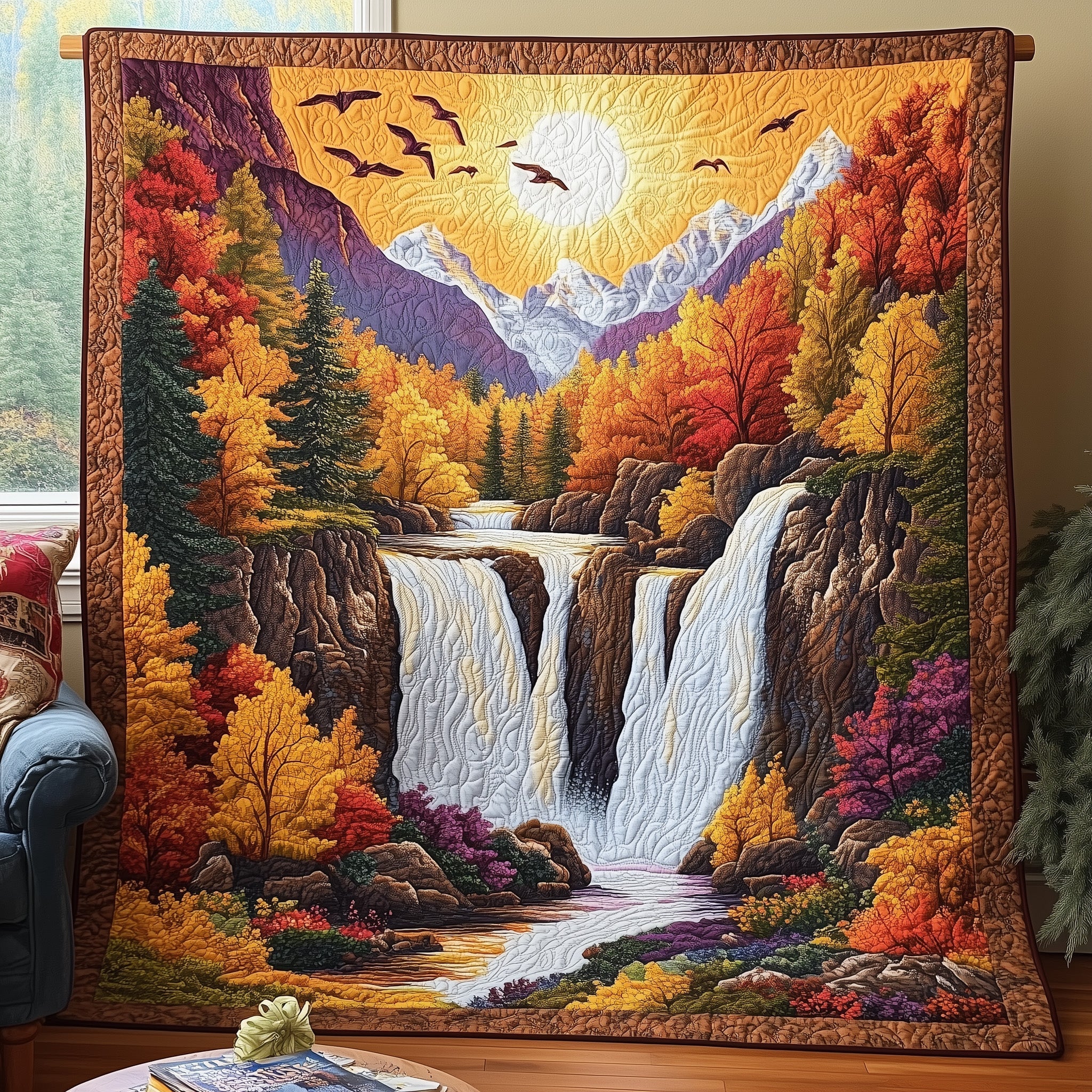 The Enchanted Waterfall Quilted Blanket Nice Throw BlanketBest Gifts For Sister In Law